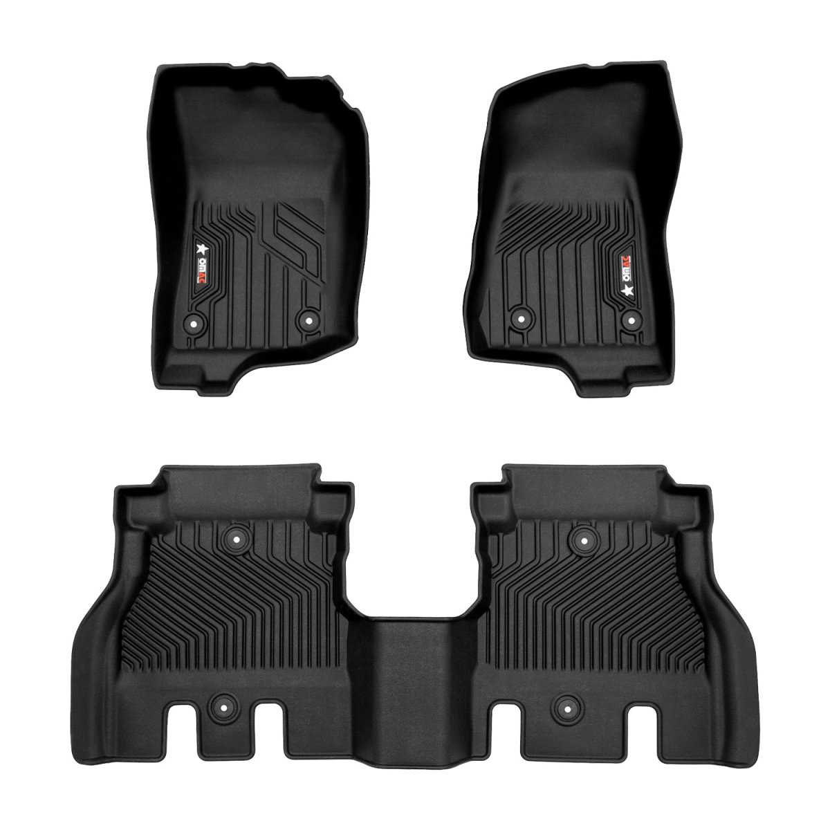 Jeep Wrangler JL Floor Mats - Omac - 3D Texan Premium TPE - Black - 2018